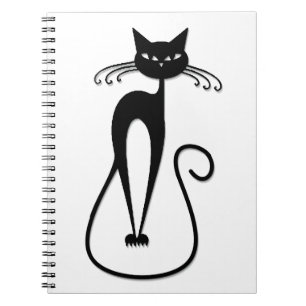 Caderno Espiral Gato preto magro e caprichoso