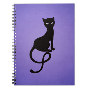 Caderno Espiral Gato preto mau gracioso roxo