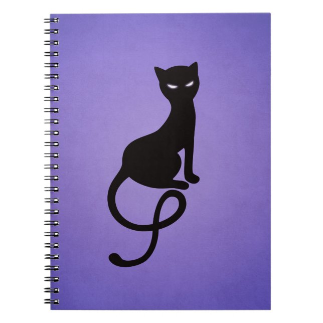 Caderno Espiral Gato preto mau gracioso roxo (Frente)