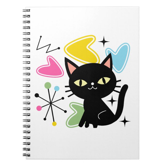 Caderno Espiral gato preto meio século (Frente)