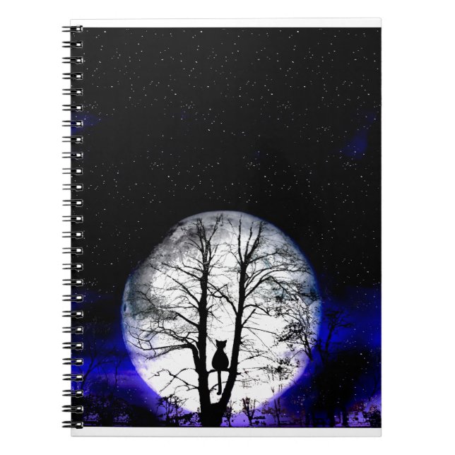 Caderno Espiral gato preto na árvore (Frente)