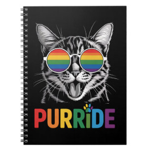 Caderno Espiral Gato Purride Gay Lésbica Arco-íris LGBTQ Aliado Or