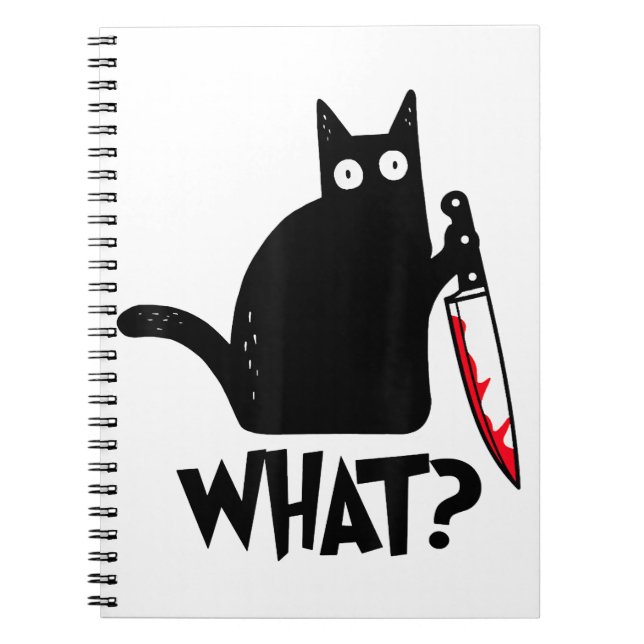 Caderno Espiral Gato Que Gato Negro Engraçado Camisa Um Gato Assas (Frente)