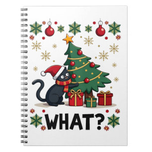 Caderno Espiral Gato Que Gato Preto Engraçado Empurrando Árvore de