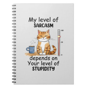 Caderno Espiral Gato Sarcástico - Arte Laranja Engraçada