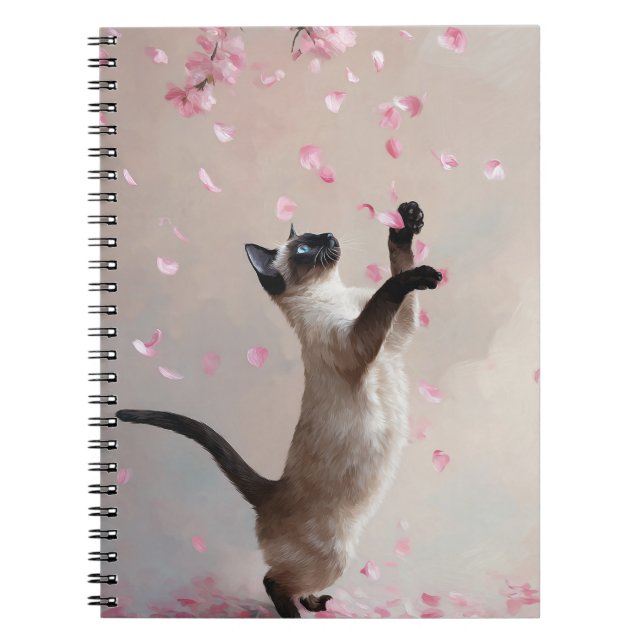 Caderno Espiral Gato Siamês com Blossomo de Cereja Notebook Espira (Frente)