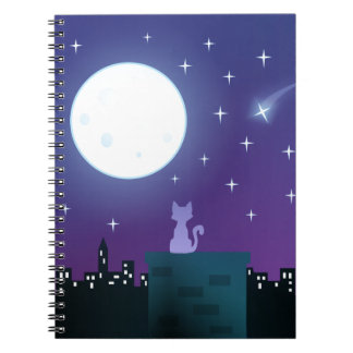Caderno Espiral Gato sob a luz da lua