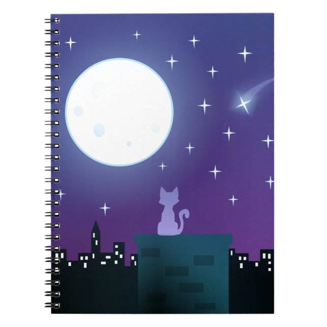 Caderno Espiral Gato sob a luz da lua (Frente)