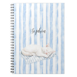 Caderno Espiral Gato Sonhos Doces na Praia em Toalha