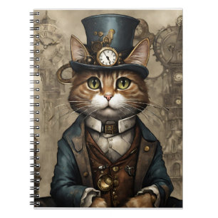 Caderno Espiral Gato Steampunk