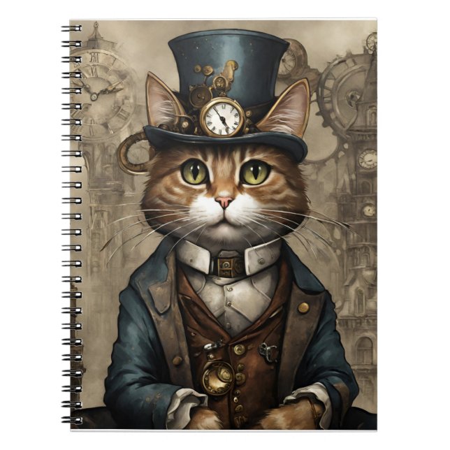 Caderno Espiral Gato Steampunk (Frente)