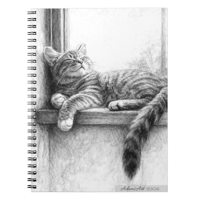 Caderno Espiral Gato Tabby Adormecido Esboço a Lápis (Frente)