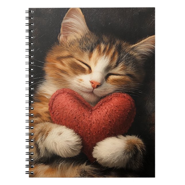 CADERNO ESPIRAL GATO TABBY DORMINDO FOFINHO COM TRAVESSEIRO DE COR (Frente)