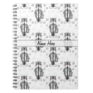 Caderno Espiral Gato Tocando Clarinete Músico Clarinetista Persona