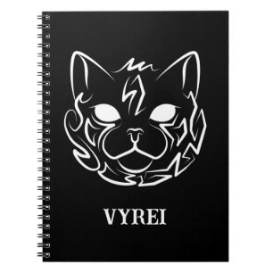 Caderno Espiral Gato Tribal Negro e Branco