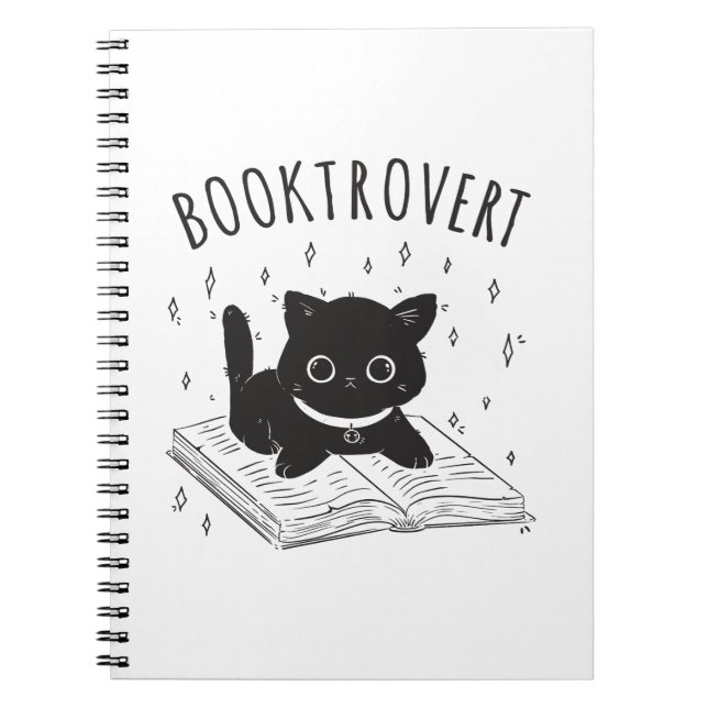 Caderno Espiral Gato-troverte com livro e estrelas (Frente)