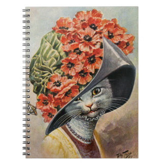 Caderno Espiral Gato Vitoriano com Notebook Hat 3 Espiral