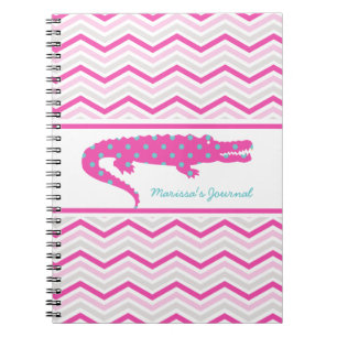 Caderno Espiral Gator rosa no notebook personalizado Chevron