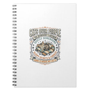 Caderno Espiral Gatos Acima das Pessoas Gato Introvertido Anti Soc