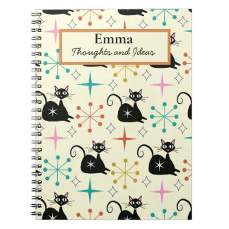 Caderno Espiral Gatos Atômicos de Meados do Século com Explosões E