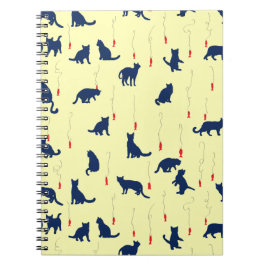 Caderno Espiral Gatos azuis fofos e peixes vermelhos