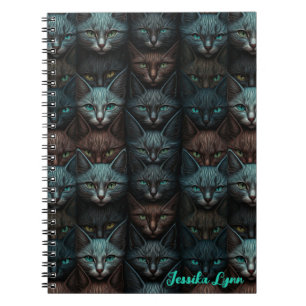 Caderno Espiral Gatos Belos Amantes Personalizados Escuros Persona