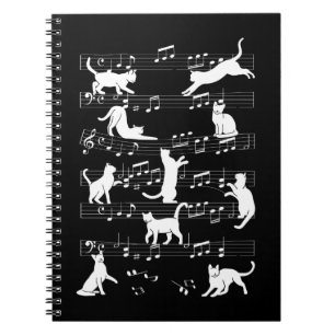 Caderno Espiral Gatos Brincadinhos Engraçado Músico Gato Humor