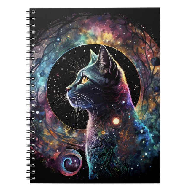 CADERNO ESPIRAL GATOS CELESTIAIS COLORIDOS NO ESPAÇO (Frente)