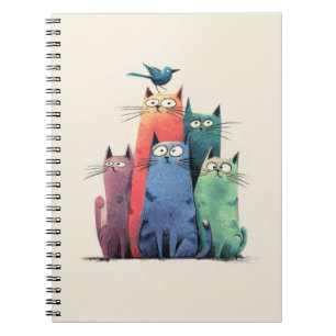 Caderno Espiral Gatos Coloridos Empilhados – Arte de Gato Capricho