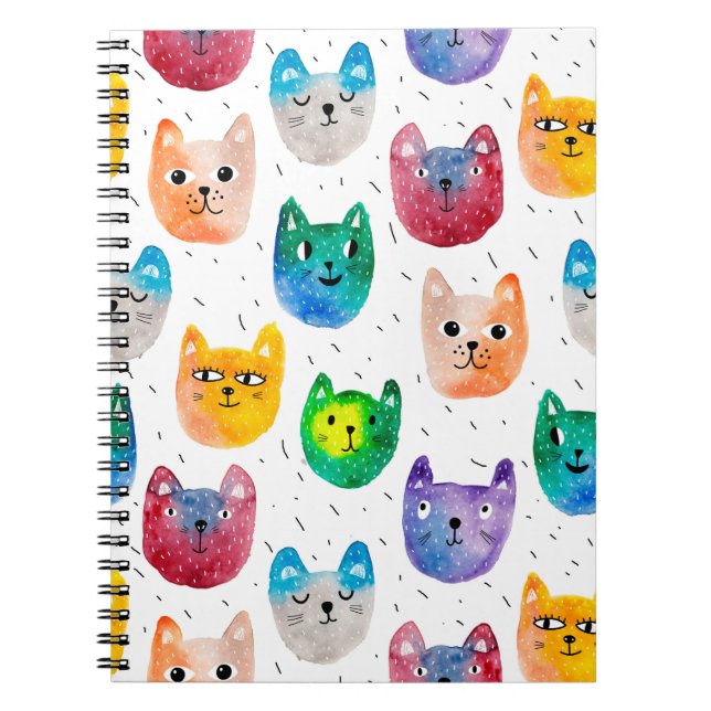 Caderno Espiral Gatos com aquarelas e amigos (Frente)