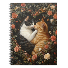CADERNO ESPIRAL GATOS CORTANTES DE ALUGUER NO CORAÇÃO FLORAL