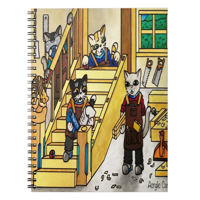 Caderno Espiral Gatos De Maquinaria (Frente)