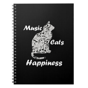 Caderno Espiral Gatos de Música Felicidade - Citação de Amante de 