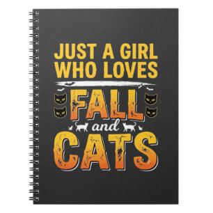 Caderno Espiral Gatos de Outono Design de Halloween para Meninas_1