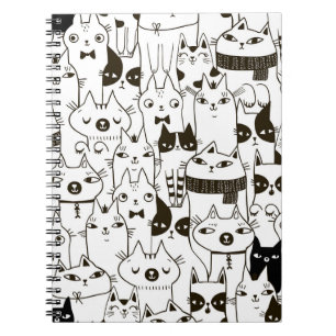 Caderno Espiral Gatos de rabisco: padrão perfeito engraçado.