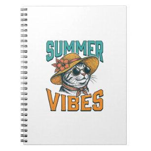 Caderno Espiral Gatos de Vibrações de Verão Desenho de Gravura Vin