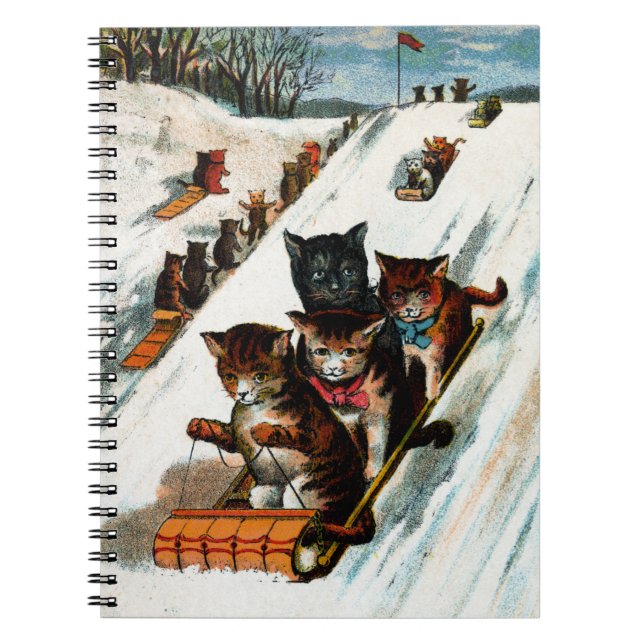 Caderno Espiral Gatos do Toboggan do vintage (Frente)