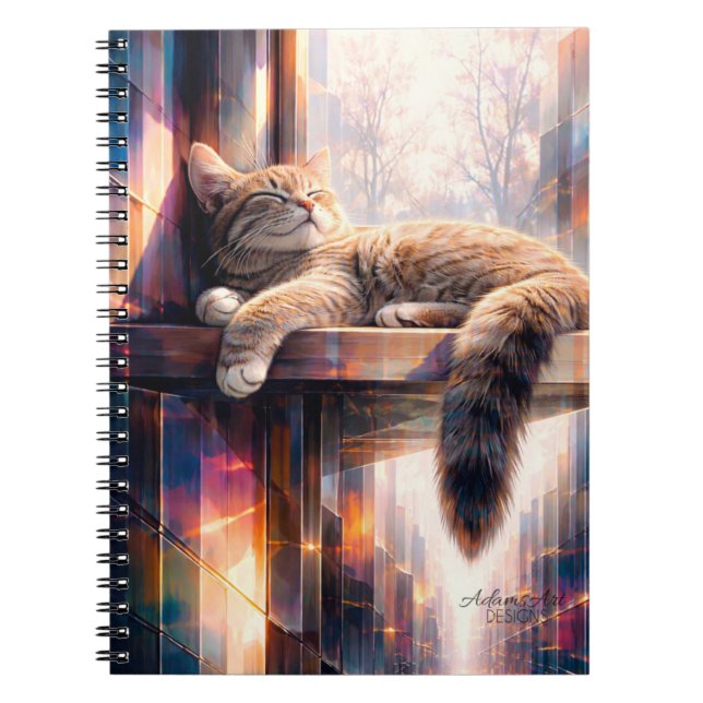 Caderno Espiral Gatos dos Sonhos Iluminados pelo Sol Arte Felina A (Frente)
