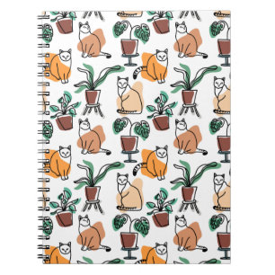 Caderno Espiral Gatos e flores para desenho de linhagens