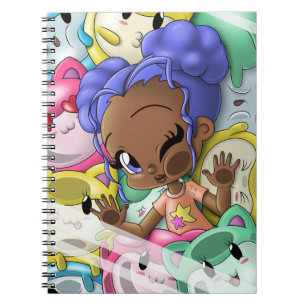 Caderno Espiral Gatos e Raparigas Afro-Americanos