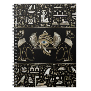 Caderno Espiral Gatos Egípcios e Olhos de Hódromo