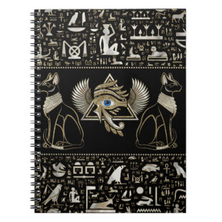 Caderno Espiral Gatos Egípcios e Olhos de Hódromo