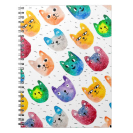 Caderno Espiral Gatos em aquarela e amigos
