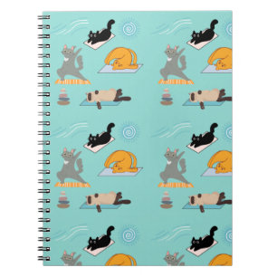 Caderno Espiral Gatos Engraçados Em Yoga