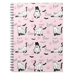 Caderno Espiral Gatos Fantasmas Fofos Halloween
