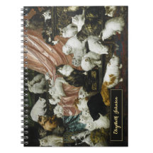 Gatos Fofos Gatinhos Arte Vintage Monograma Dourad