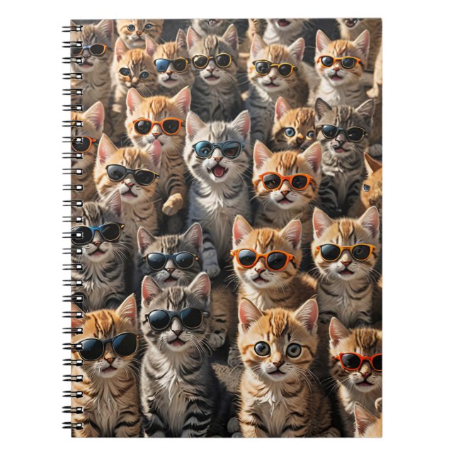 Caderno Espiral Gatos legal Vestindo óculos escuros (Frente)