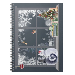Caderno Espiral Gatos na Janela de Natal