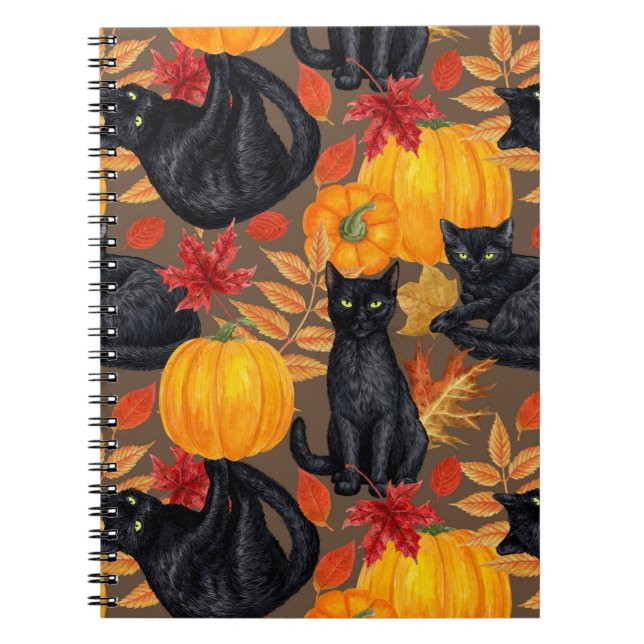 Caderno Espiral Gatos pretos e abóboras 2 (Frente)
