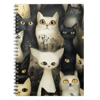 Caderno Espiral gatos pretos e brancos